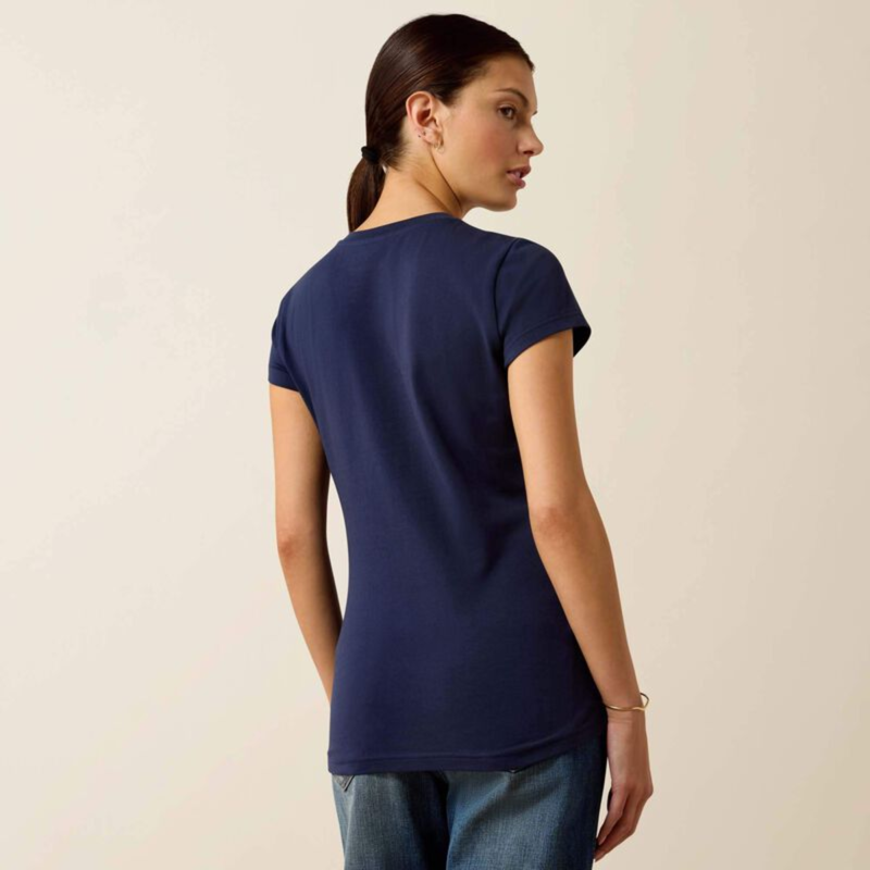 Ariat Women's Vertical Logo T-Shirt - NavyT/Red-1