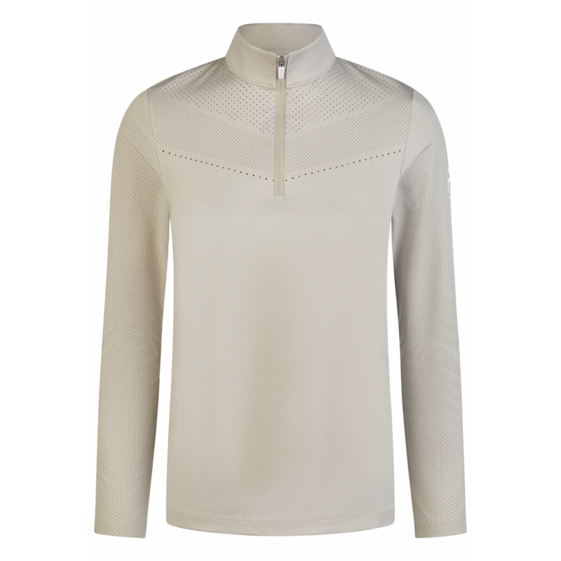 Pikeur Ladies Lasercut Long-Sleeve Show Shirt - Pearl Grey