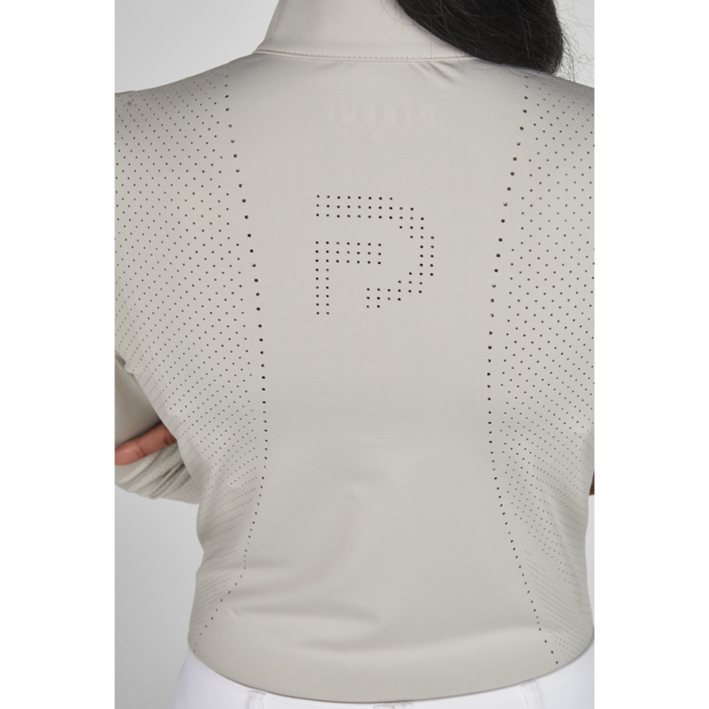 Pikeur Ladies Lasercut Long-Sleeve Show Shirt - Pearl Grey-2