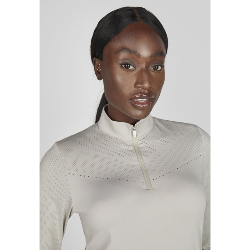Pikeur Ladies Lasercut Long-Sleeve Show Shirt - Pearl Grey-4