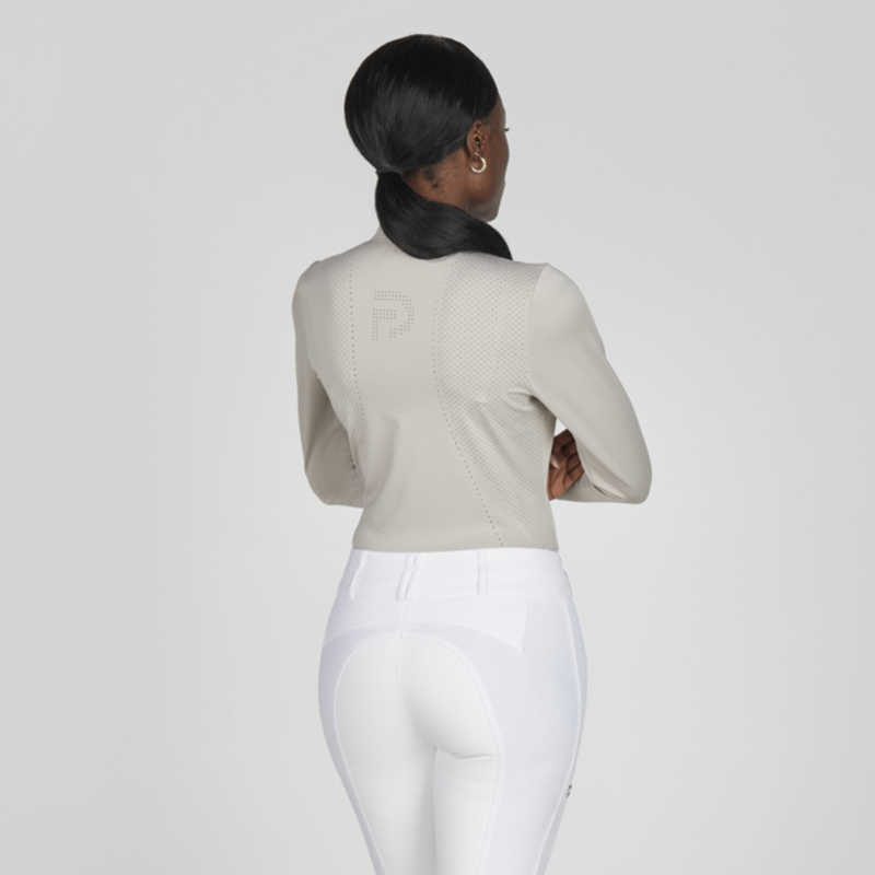 Pikeur Ladies Lasercut Long-Sleeve Show Shirt - Pearl Grey-6