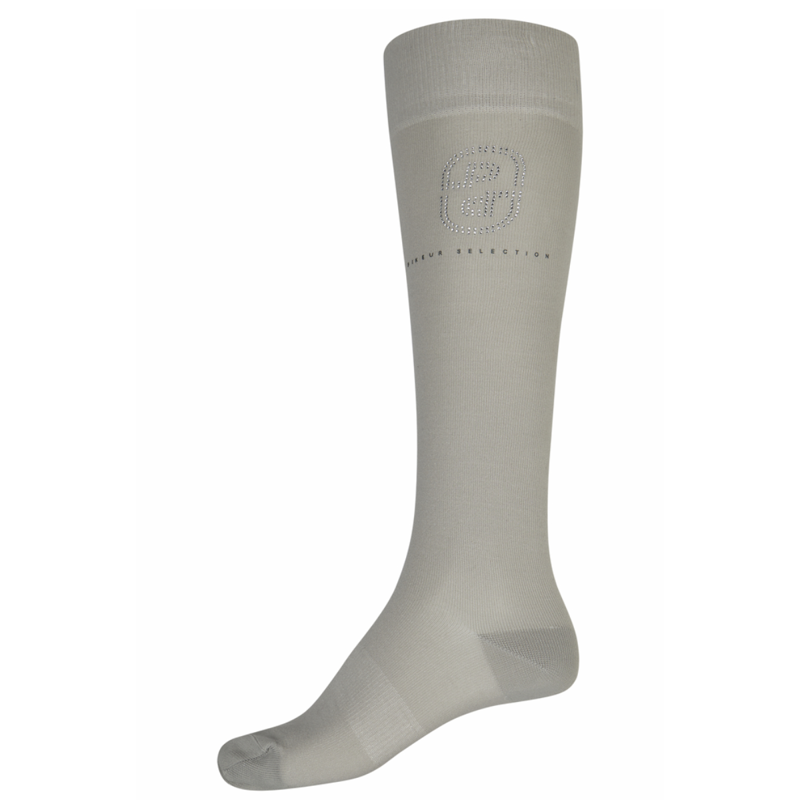 Pikeur Logo Ladies Long Riding Socks - Pearl Grey