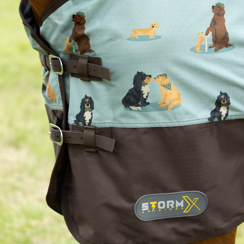 Hy StormX Original It's A Dog's Life 0 Turnout Rug - Dusty Blue-3