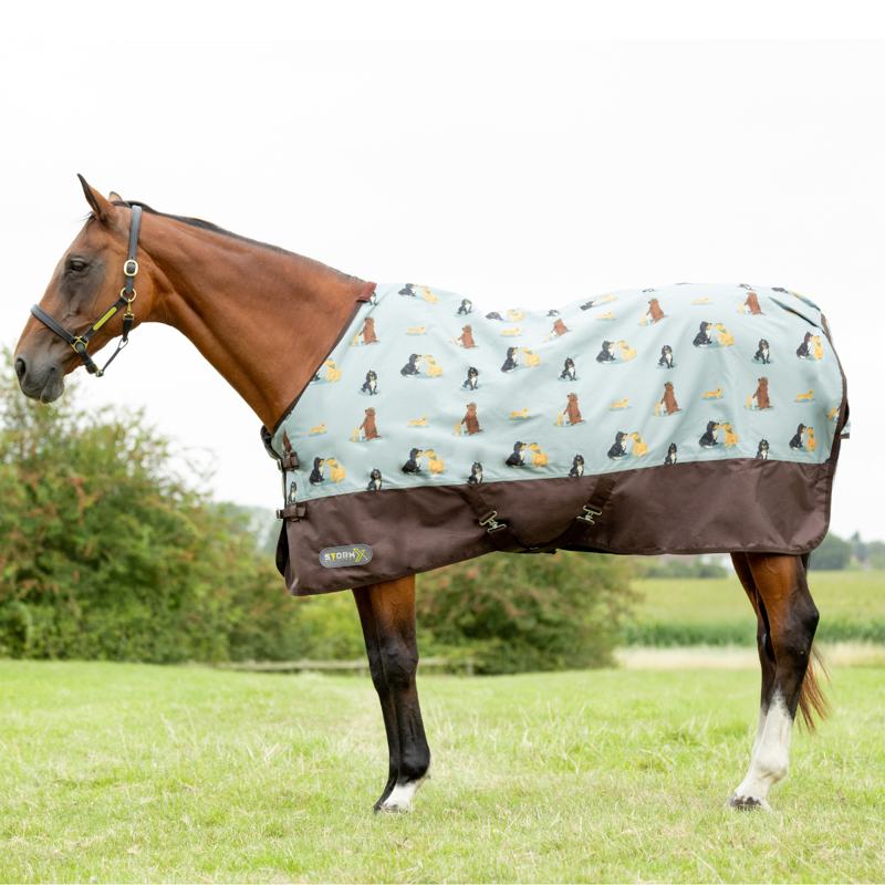 Hy StormX Original It's A Dog's Life 50 Turnout Rug - Dusty Blue-1