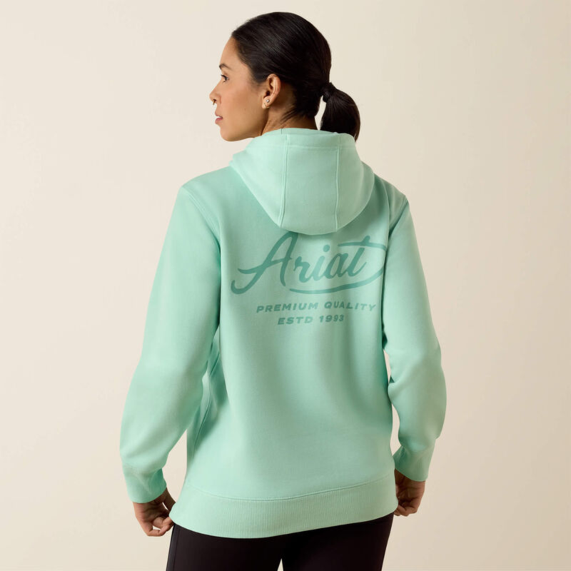 Ariat Women's Rebar Lightweight Logo 1/2 Zip Hoodie - Lichen-1