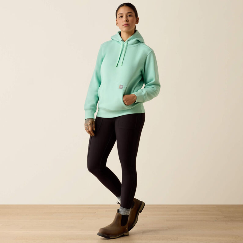Ariat Women's Rebar Lightweight Logo 1/2 Zip Hoodie - Lichen-5