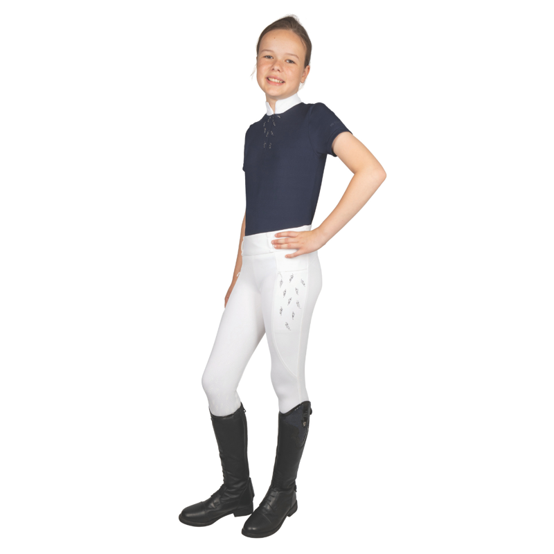 Hy Equestrian Children's Roka Reign Riding Tights - White-2