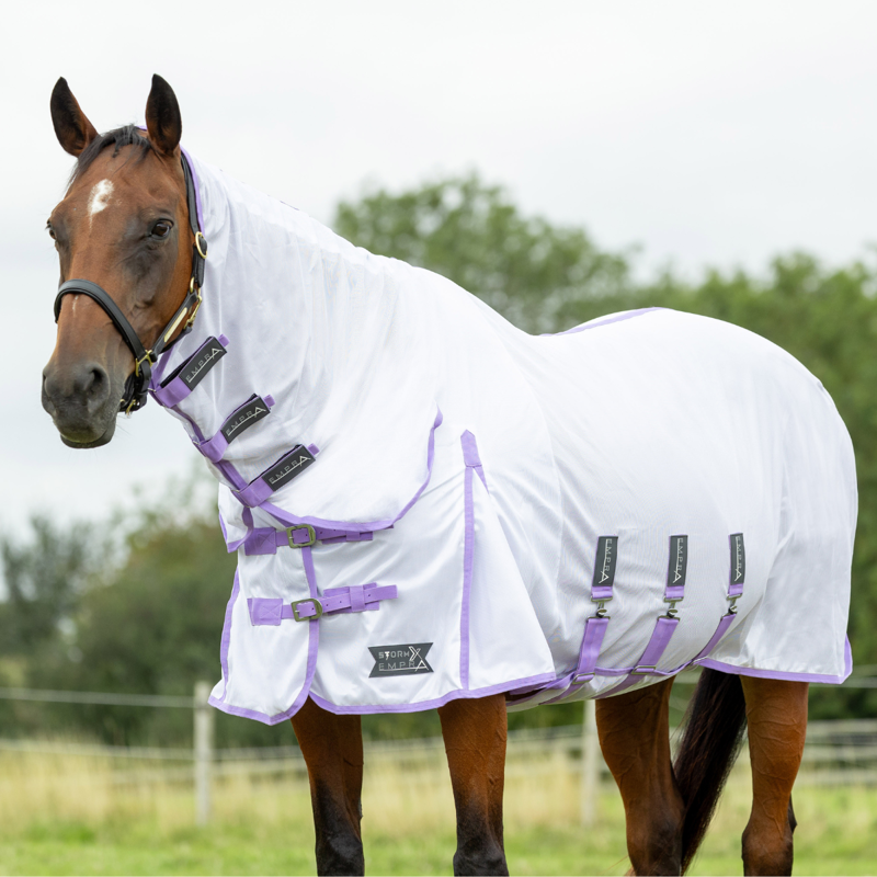 Hy StormX Empra Gladiator UV Combi Fly Rug - White/Lilac-1
