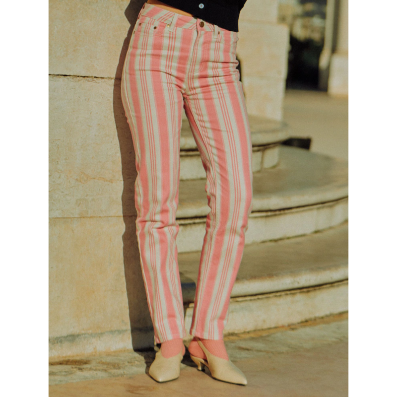 Joules Ladies Slim Straight Fit Jeans - Pink Stripe-5