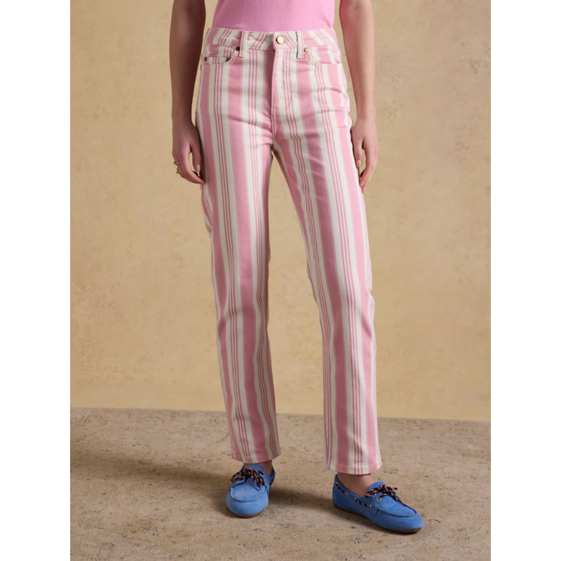Joules Ladies Slim Straight Fit Jeans - Pink Stripe-1