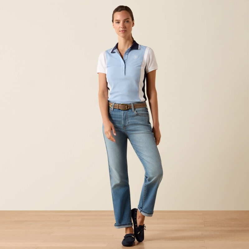 Ariat Women's Taryn Polo Shirt - St.Tropez/White-4