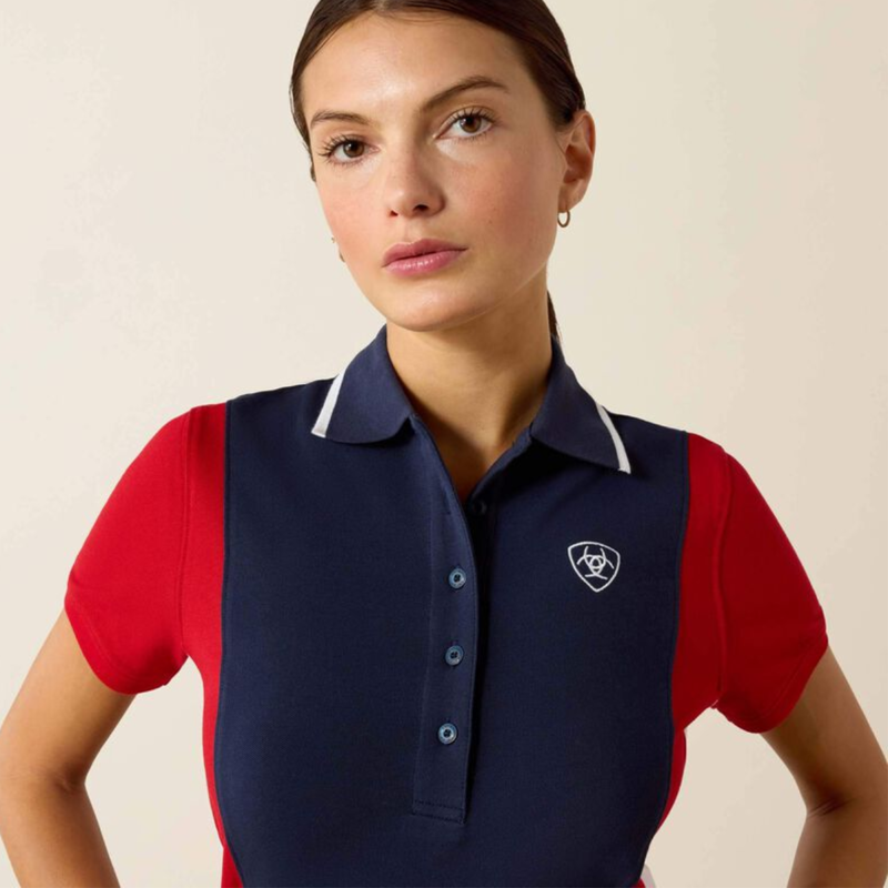 Ariat Women's Taryn Polo Shirt - NavyT/Red-2