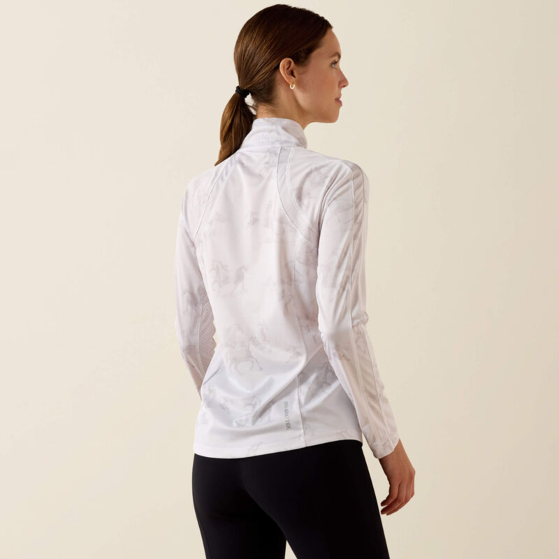 Ariat Women's Sunstopper 3.0 1/4 Zip Base Layer - White Mirage Print-1