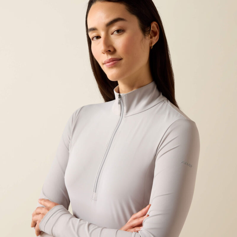 Ariat Women's SolVeil 1/2 Zip Base Layer - Show Grey-2