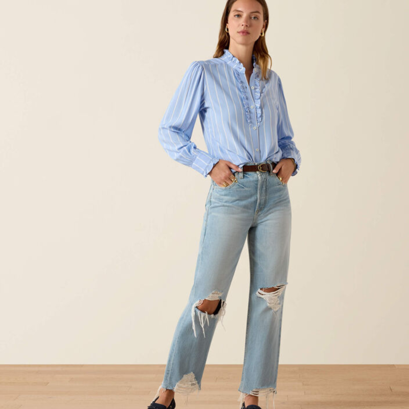 Ariat Women's Cricklade Blouse - Pacific Blue Stripe-3