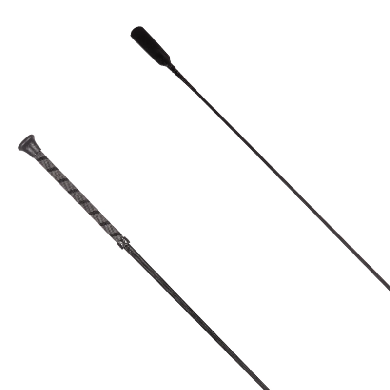 Country Direct Rubber Thread Flap End Dressage Whip - 110cm - Black
