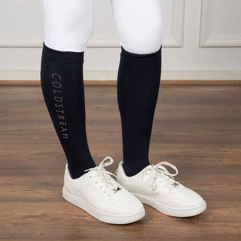 Coldstream Rochester Diamante Riding Socks - Navy/Silver