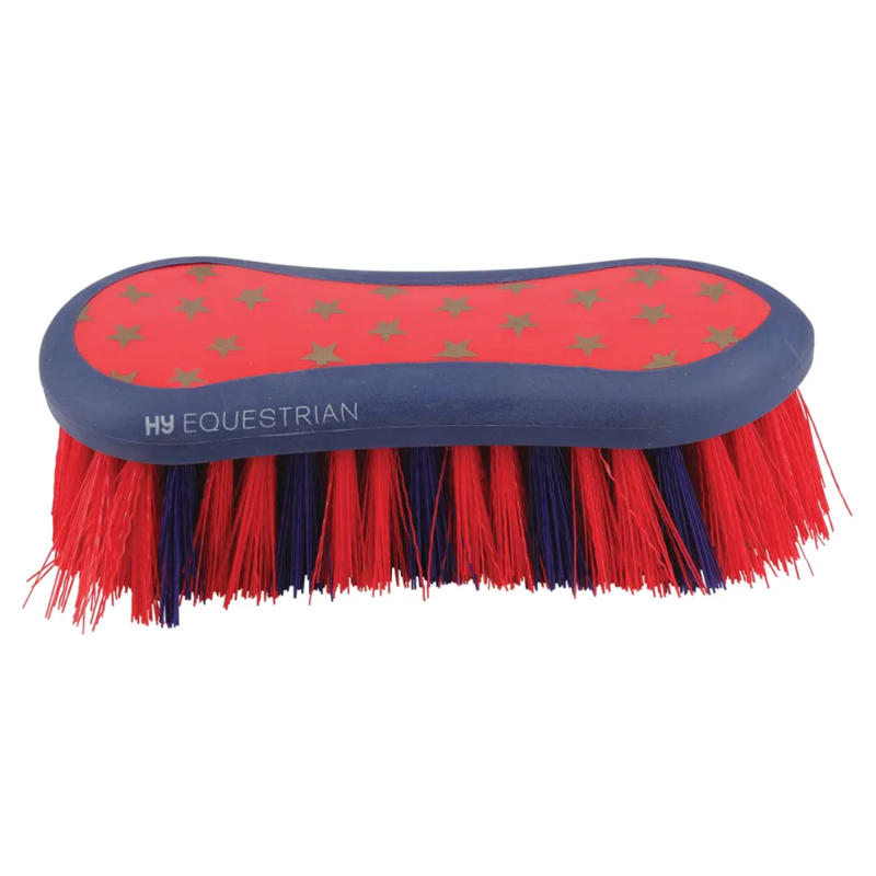 Hy Equestrian ProGroom Star Easy Grip Dandy Brush - Navy/Red