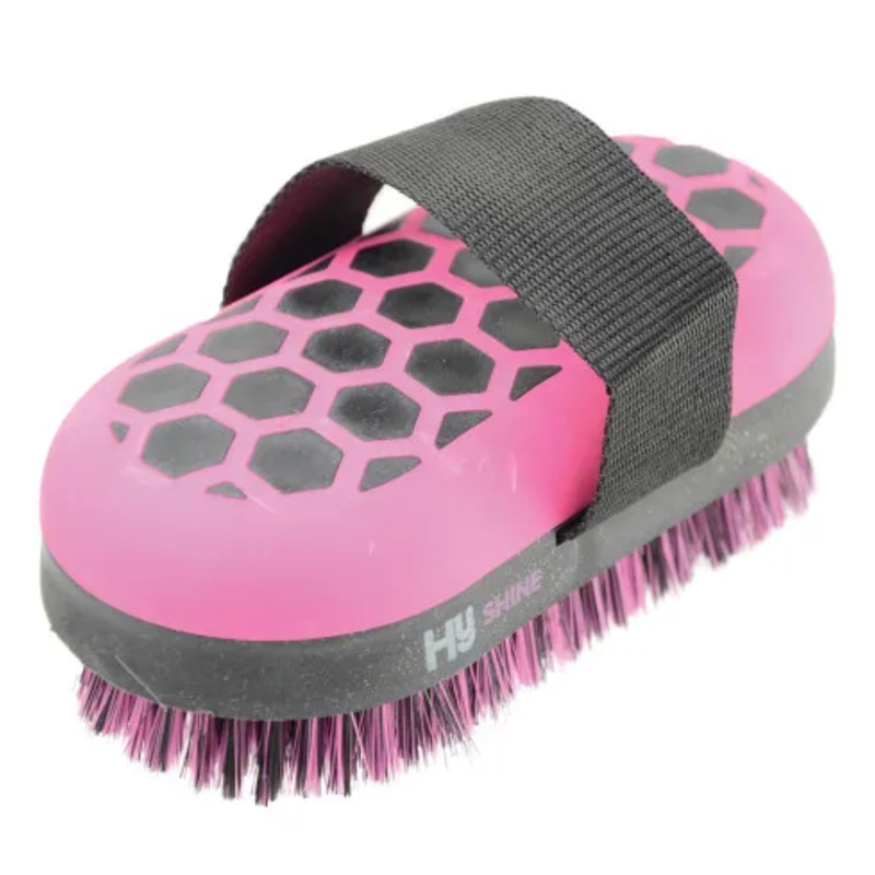 Hy Equestrian ProGroom Hex Body Brush - Black/Pink