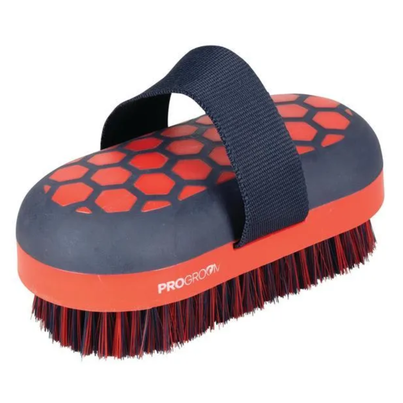 Hy Equestrian ProGroom Hex Body Brush - Navy/Red