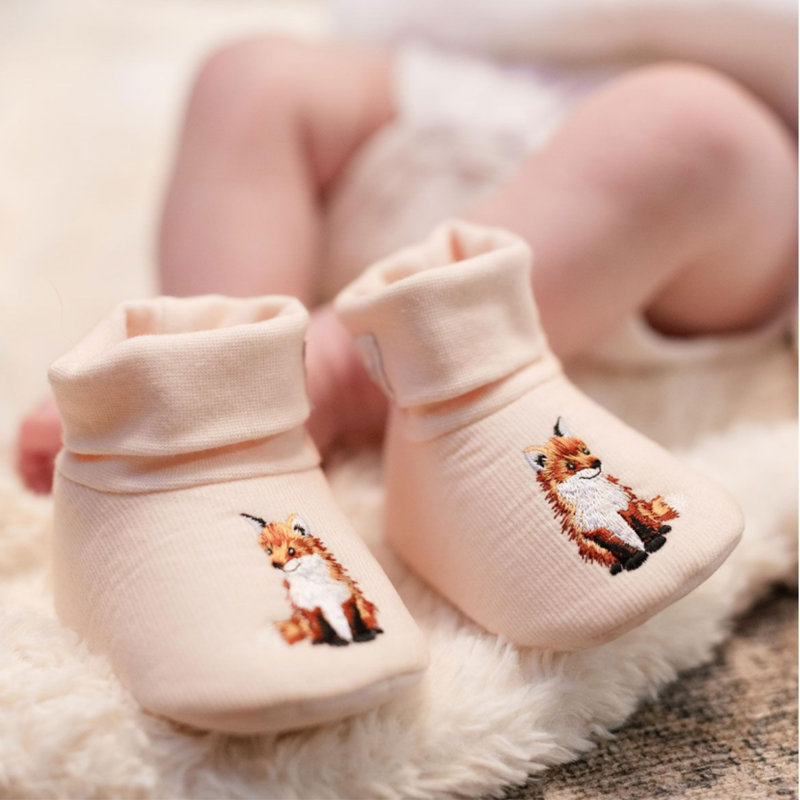 Wrendale Designs ' Little Forest' Embroidered Baby Booties-3