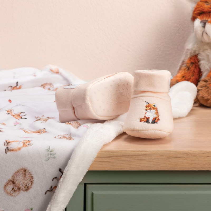 Wrendale Designs ' Little Forest' Embroidered Baby Booties-4