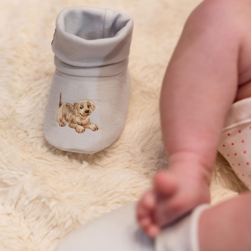 Wrendale Designs 'Little Paws Embroidered Baby Booties-3