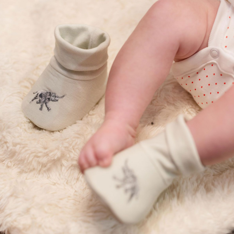 Wrendale Designs ' Little Savannah' Embroidered Baby Booties-3