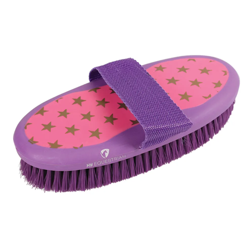 Hy Equestrian ProGroom Star Easy Grip Body Brush - Pink/Lilac