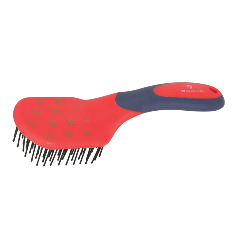 Hy Equestrian ProGroom Star Easy Grip Mane and Tail Brush - Navy/Red