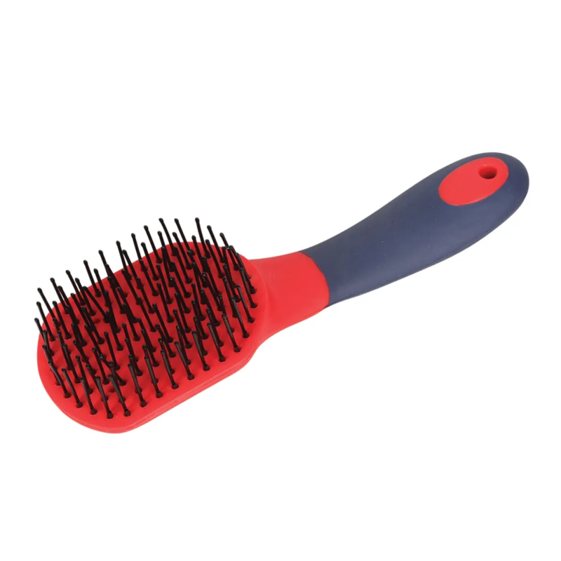 Hy Equestrian ProGroom Star Easy Grip Mane and Tail Brush - Navy/Red-1