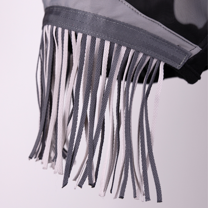 Shires Fine Mesh Fly Mask with Ears and Nose Fringe - Jet-2