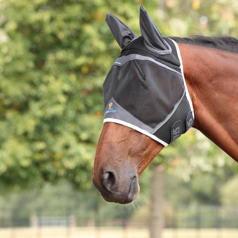 Shires Air Motion Fly Mask with Ears - Dark Grey