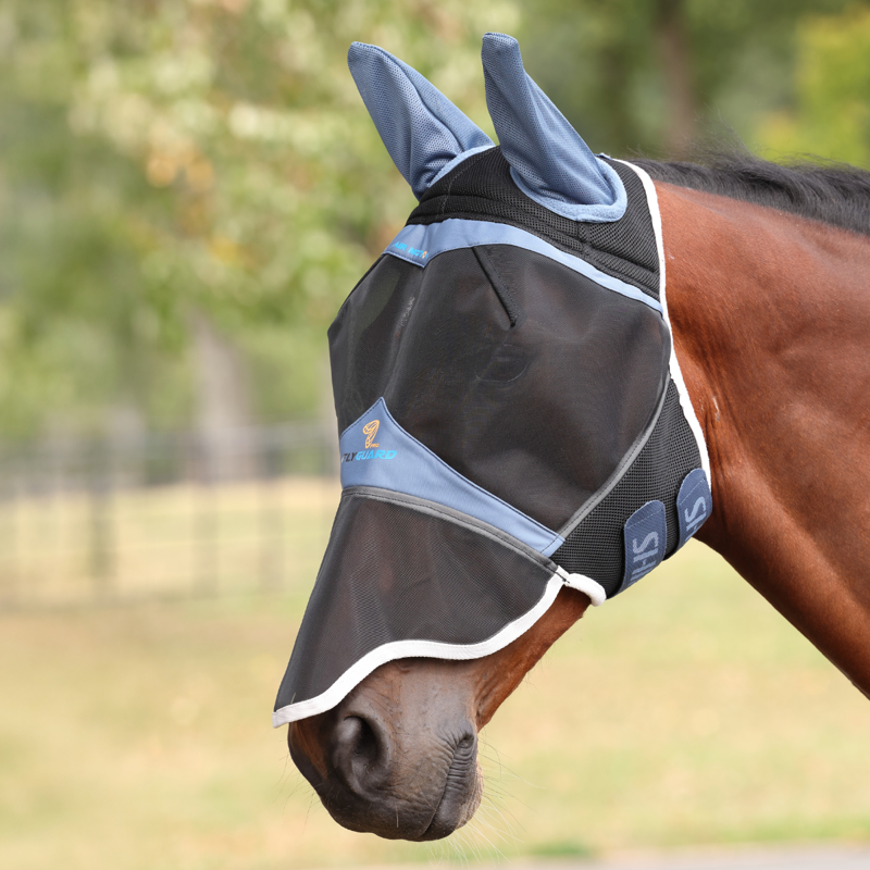 Shires Air Motion Fly Mask with Ears and Nose Deep - Airforce Blue