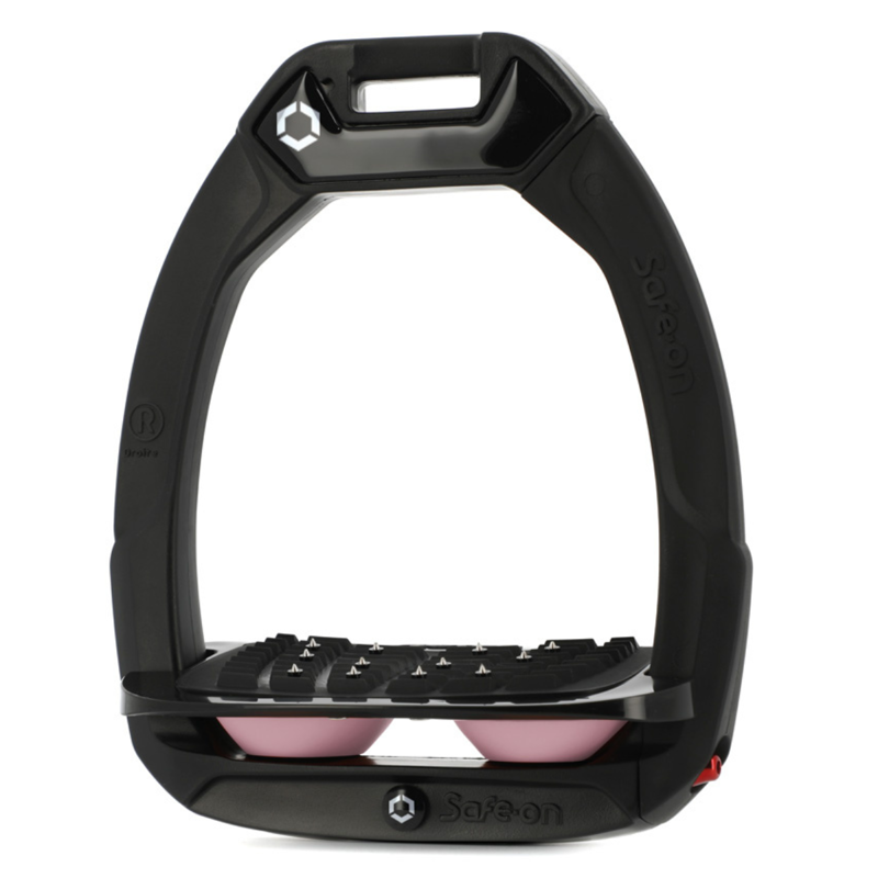 Flex-On Safe-On Inclined Ultra-Grip Stirrups - Black/Black/Light Pink