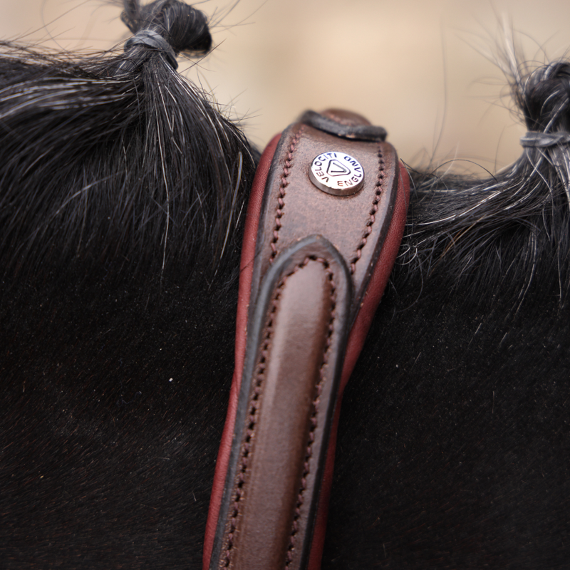 Shires Velociti LUSSO Opus 180M Dressage Cavesson Bridle - Havana-1