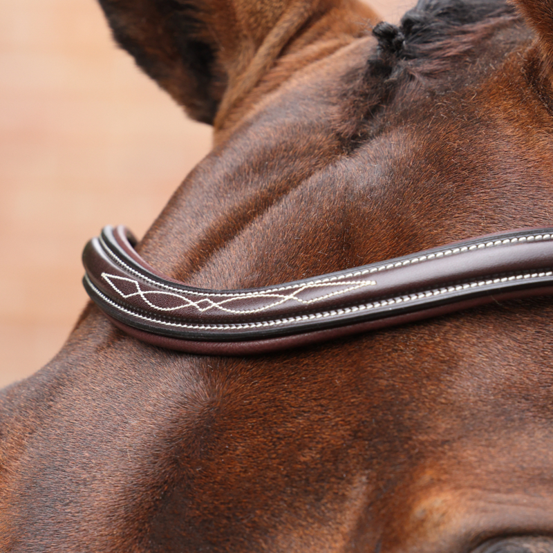 Shires Velociti LUSSO Opus 180M Dressage Cavesson Bridle - Havana-3