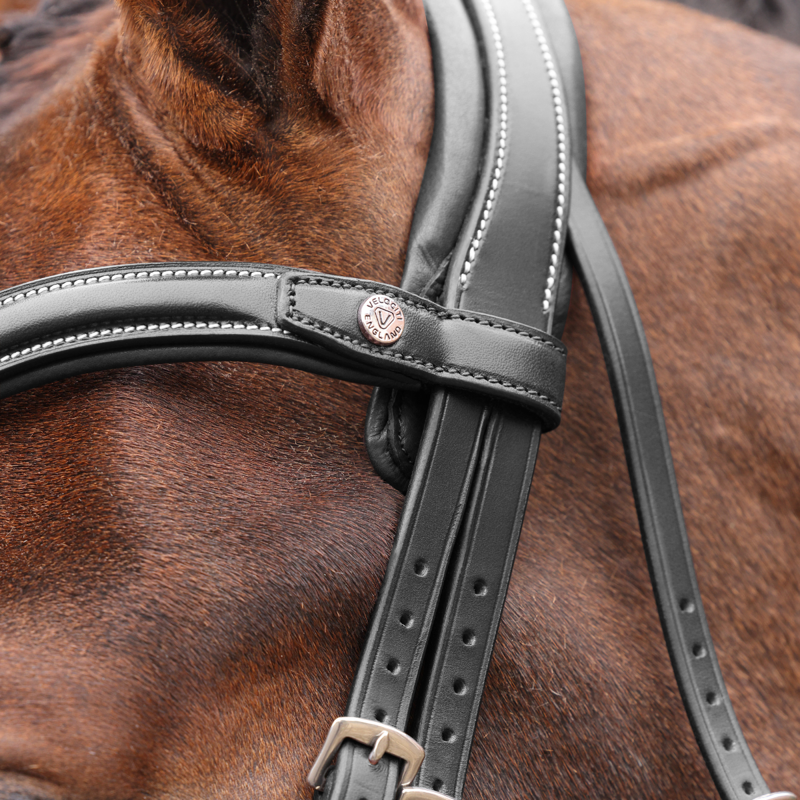 Shires Velociti LUSSO Opus 180M Dressage Flash Bridle - Black-2