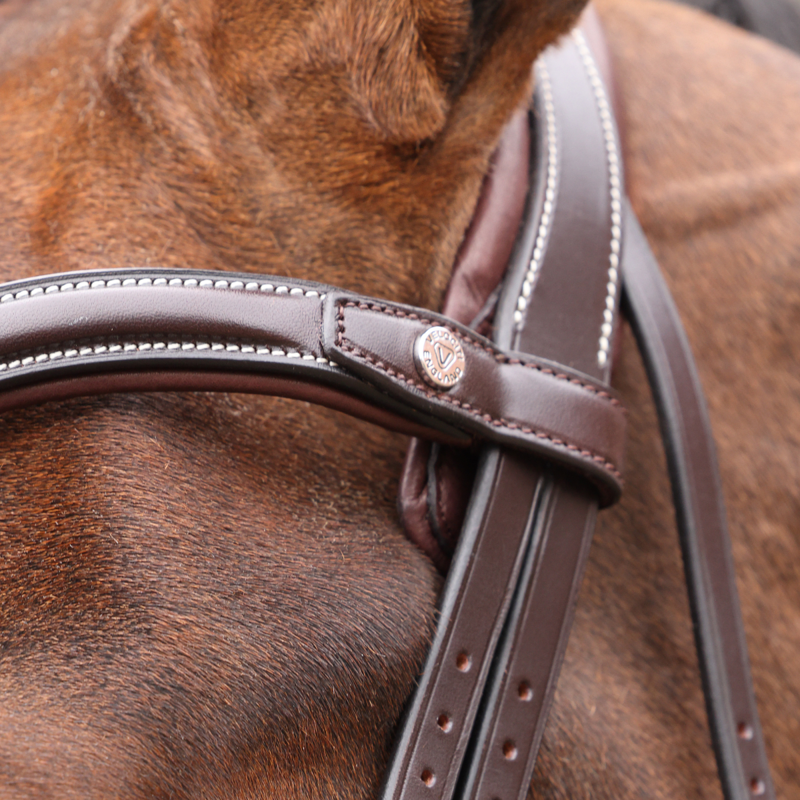 Shires Velociti LUSSO Opus 180M Dressage Flash Bridle - Havana-1