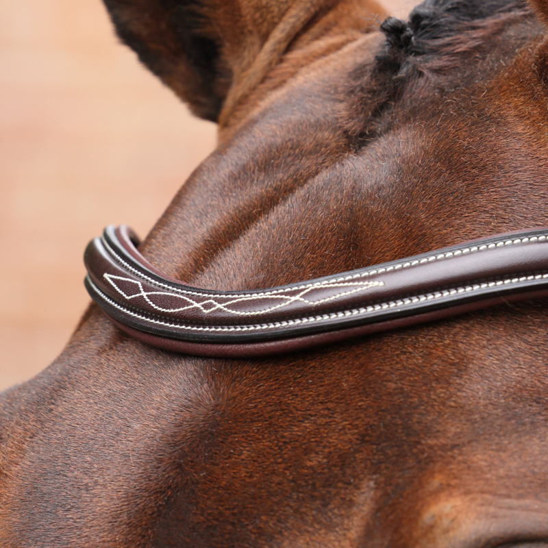Shires Velociti LUSSO Opus 180M Dressage Flash Bridle - Havana-4