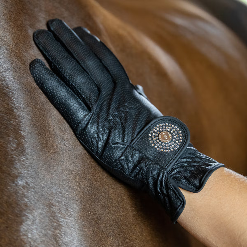Kentucky Grip Glitter Riding Gloves - Black-2