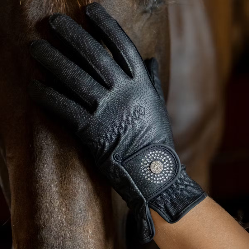 Kentucky Grip Glitter Riding Gloves - Black-3