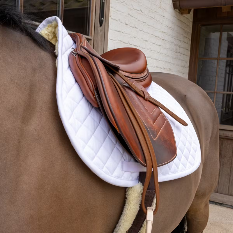 Kentucky Skin Friendly Sheepskin Show Jumping Saddlepad Full - White-2