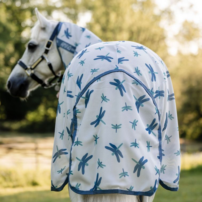 Horseware Amigo Bug Rug Plus Pony Fly Sheet - Dragonfly Print/Silver/Blue/Sage-4