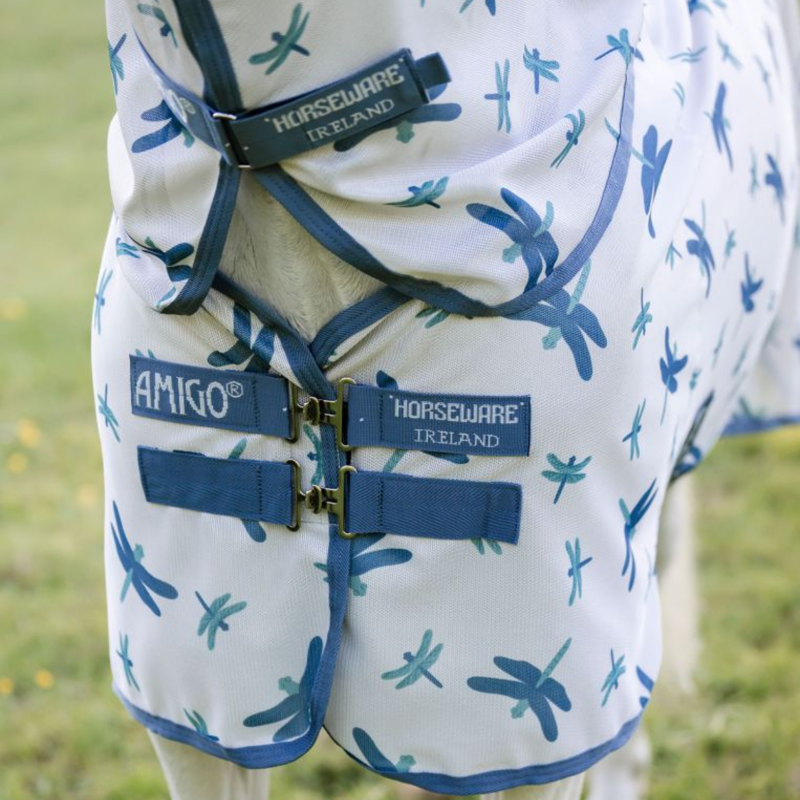 Horseware Amigo Bug Rug Plus Pony Fly Sheet - Dragonfly Print/Silver/Blue/Sage-1