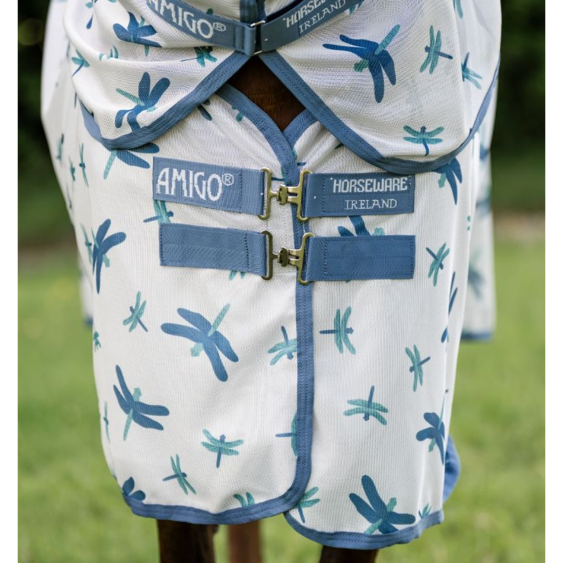 Horseware Amigo Bug Rug Plus Fly Sheet - Dragonfly Print/Silver/Blue/Sage-1