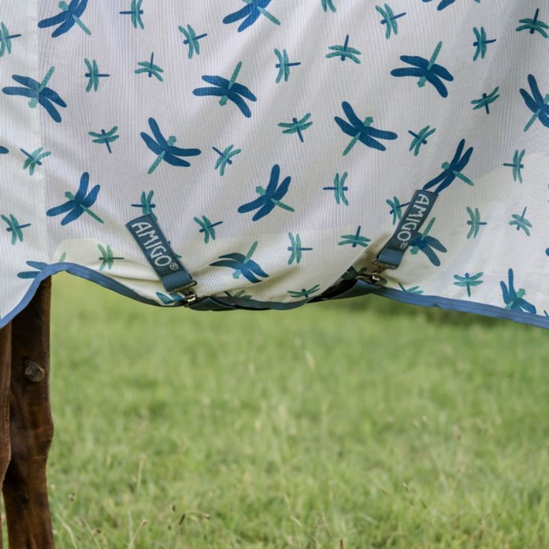 Horseware Amigo Bug Rug Plus Fly Sheet - Dragonfly Print/Silver/Blue/Sage-3