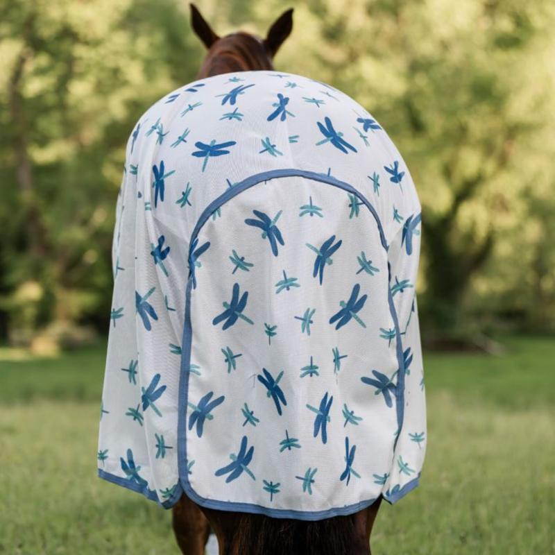 Horseware Amigo Bug Rug Fly Sheet - Dragonfly Print/Silver/Blue/Sage-5