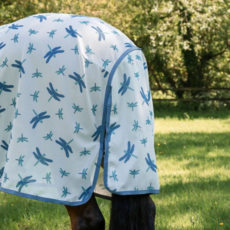 Horseware Amigo Bug Rug XL Plus Fly Sheet - Dragonfly Print/Silver/Blue/Sage-3