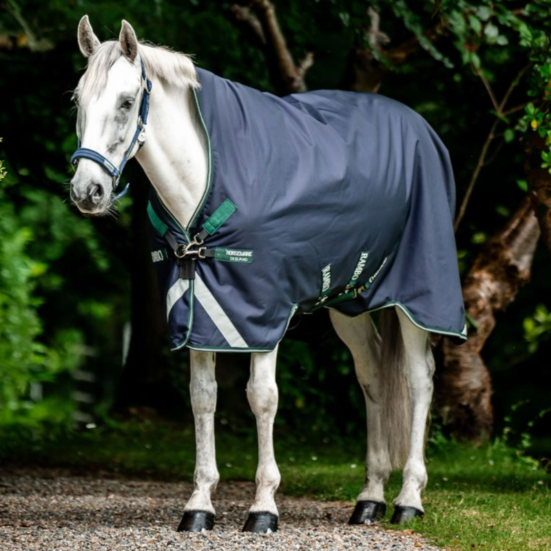 Horseware Rambo 1680D Wug Turnout 50g - Navy/Hunter Green/Silver